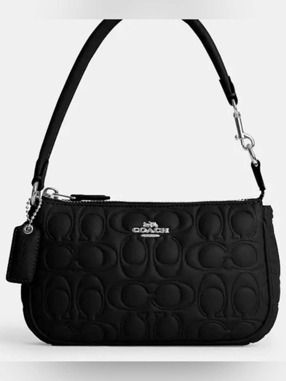 Coach Soft Signature Black Leather Nolita 19 silver hardware